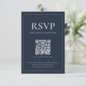 Moderne Moody Huwelijks RSVP Kaart met QR-code (Staand voorkant)