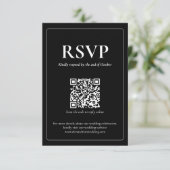 Moderne Moody Huwelijks RSVP Kaart met QR code (Staand voorkant)