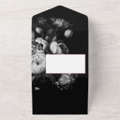 Moderne Moody Nederlandse Bloem Zwart-wit Bruiloft All In One Uitnodiging (Buitenkant)