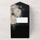 Moderne Moody Nederlandse Pioen en Roos Bloemenbru All In One Uitnodiging (Buitenkant)