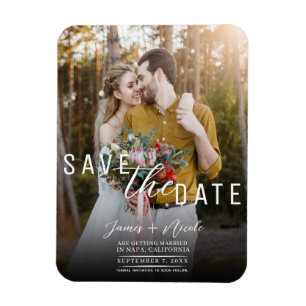 Moderne Moody Overlay Foto Save the Date Bruiloft Magneet