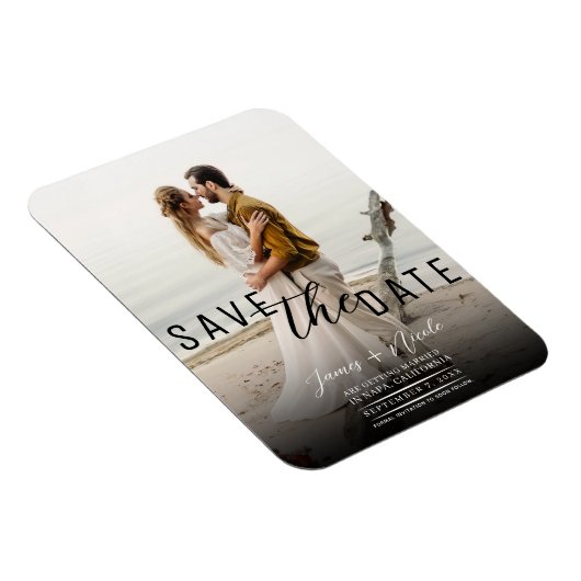 Moderne Moody Overlay Foto Save the Date Bruiloft Magneet (Rechterzijde)