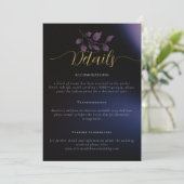 Moderne Moody Paarse Floral Wedding Enclosure Kaar Kaart (Staand voorkant)