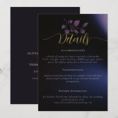 Moderne Moody Paarse Floral Wedding Enclosure Kaar Kaart (Voorkant / Achterkant)