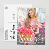 Moderne mooie afstudeer bedank je afgestudeerde fo briefkaart (Voorkant / Achterkant)