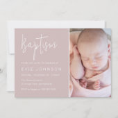 Moderne mooie Baby doop Blush foto Kaart (Voorkant)