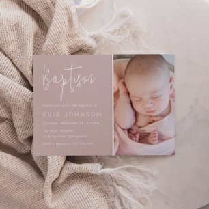 Moderne mooie Baby doop Blush foto Kaart