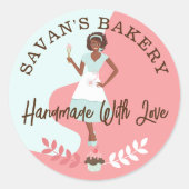 Moderne , mooie bakkerij met liefde ronde sticker (Voorkant)