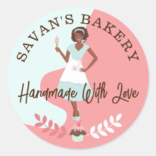 Moderne , mooie bakkerij met liefde ronde sticker (Voorkant)