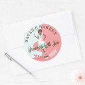 Moderne , mooie bakkerij met liefde ronde sticker (Envelop)
