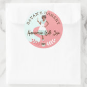Moderne , mooie bakkerij met liefde ronde sticker (Tas)