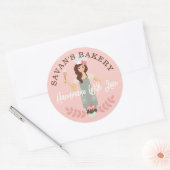 Moderne , mooie bakkerij met liefde ronde sticker (Envelop)