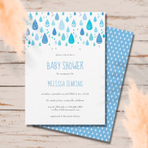 Moderne Mooie Blauwe Regendruppels Baby Shower voo