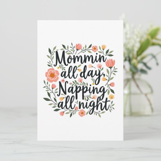 Moderne Mooie Bloemige Moederdagkaart Feestdagenkaart (Staand voorkant)