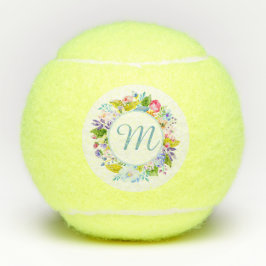 Moderne Mooie Bloemige Monogram Stijlvol Spelen Tennisballen