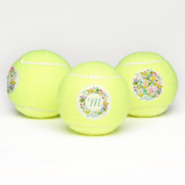 Moderne Mooie Bloemige Monogram Stijlvol Spelen Tennisballen
