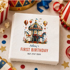 Moderne Mooie Circus Carnaval Feest 1e Verjaardag Servet