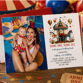 Moderne Mooie Circus Kermis Festival 1e Verjaardag Kaart