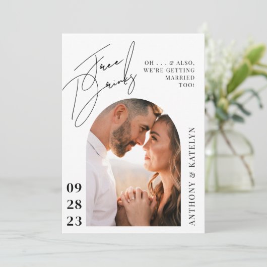 Moderne Mooie en Grappige Trouw Aankondiging (Staand voorkant)