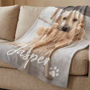 Moderne Mooie Huisdier Naam Hond Foto Fleece Deken