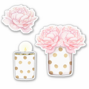 Moderne Mooie Meisjesachtige Roze Gouden Stippen B Sticker