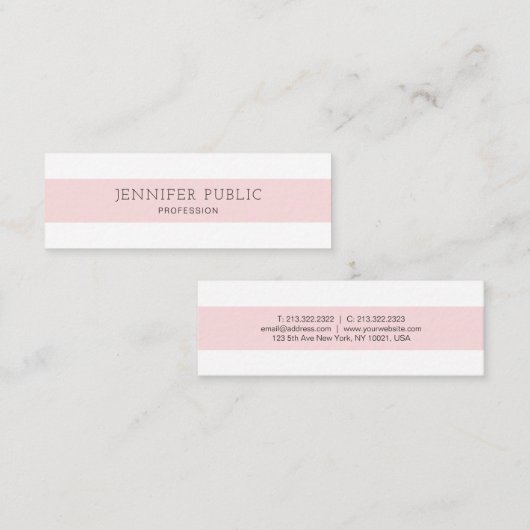 Moderne, mooie, minimalistische vlek in Trendy roz Mini Visitekaartje (Voorkant / Achterkant)