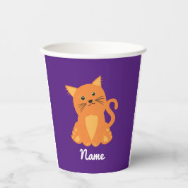 Moderne Mooie Oranje Kitten Op Paarse Kinderen Car Papieren Bekers