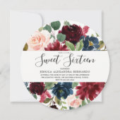 Moderne mooie Rode Bloemen Elegant Sweet 16 Kaart (Voorkant)