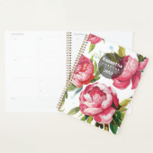 Moderne Mooie Roze Bloemige Gepersonaliseerde Naam Planner (Display)