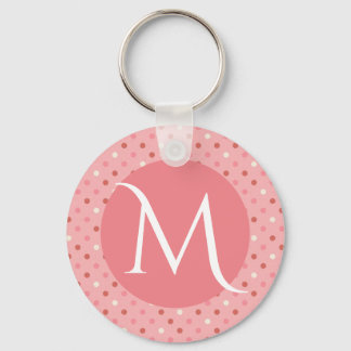 Moderne Mooie Roze Stippen Monogram Sleutelhanger