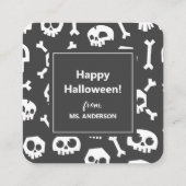 Moderne Mooie Typografie Witte Schedel Gelukkig Ha Informatiekaartje (Achterkant)