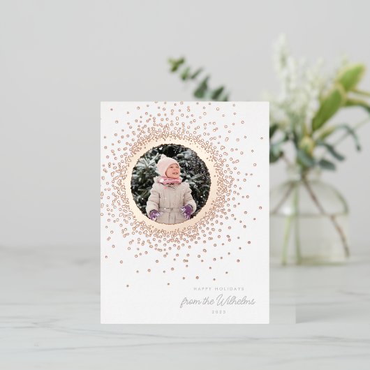 Moderne mooie wintersneeuw Folie vakantie Briefkaa Folie Feestdagen Briefkaart (Staand Voorkant)