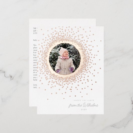 Moderne mooie wintersneeuw Folie vakantie Briefkaa Folie Feestdagen Briefkaart (Voorkant / Achterkant)