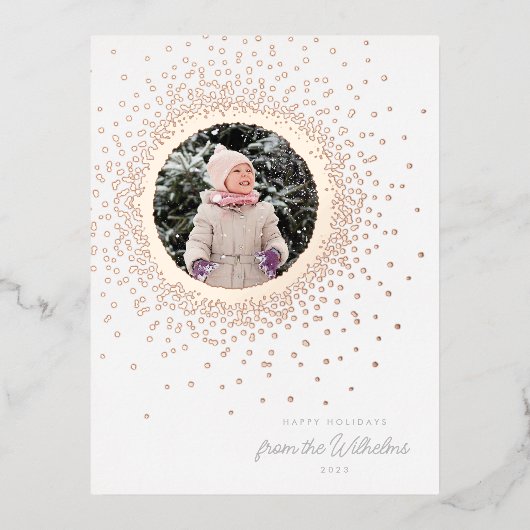 Moderne mooie wintersneeuw Folie vakantie Briefkaa Folie Feestdagen Briefkaart (Voorkant)