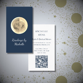 Moderne Moon Crystal Ball Eenvoudige Tarot Reader Visitekaartje