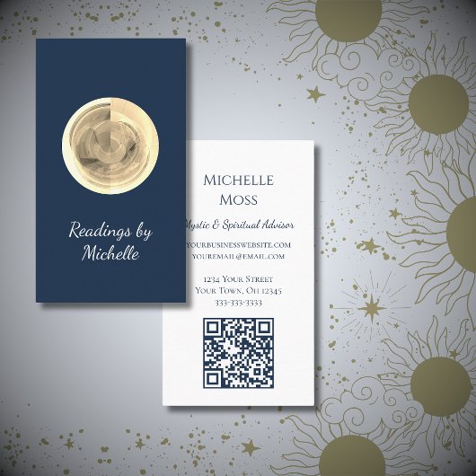 Moderne Moon Crystal Ball Eenvoudige Tarot Reader Visitekaartje