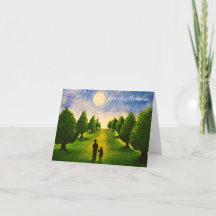 Moderne moonlit avond met bomen lopen met papa