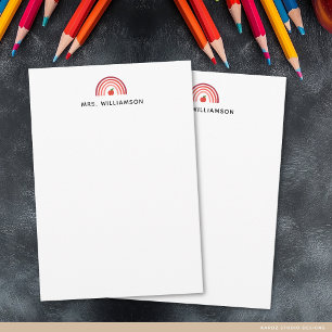 Moderne Mop Regenboog Leraar Naam Notitie Notitiekaartje