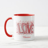 Moderne Mopige Liefdestypografie Aangepaste Naam Mok (Links)