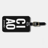 Moderne Moppige Grappige Krachtige Ciao Zwart en W Bagagelabel (Voorkant horizontaal)