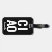 Moderne Moppige Grappige Krachtige Ciao Zwart en W Bagagelabel (Achterkant horizontaal)