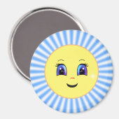 Moderne Mopshond Zon Gezicht Magneet (Voorkant / Achterkant)