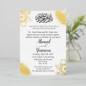 Moderne Moslim Arabisch Elegant Islamitisch Huweli Folie Uitnodiging (Staand Voorkant)
