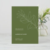 Moderne Moss Green Botanical Floral Illustration Save The Date (Staand voorkant)