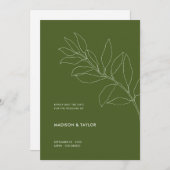 Moderne Moss Green Botanical Floral Illustration Save The Date (Voorkant / Achterkant)