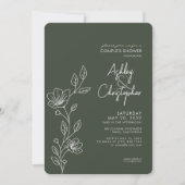 Moderne Moss Green Outline Bruiloft Douche Kaart (Voorkant)
