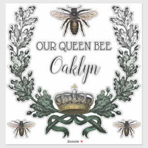 moderne Moss Green Queen Bee Baby Nursery Sticker
