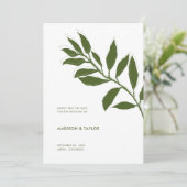 Moderne Moss Green Two Tone Botanical Illustratie Save The Date (Staand voorkant)