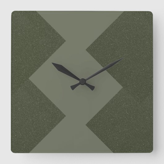 Moderne Moss Green Zigzag wandklok (Voorkant)
