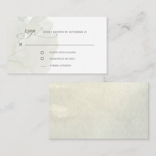 Moderne Mossy Waterverf RSVP Enclosure Kaart (Voorkant / Achterkant)